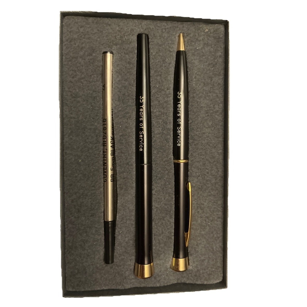 Vintage Garland Bubble Top Pen Set Rhode Island Top Gift Set 35 Years Of Service
